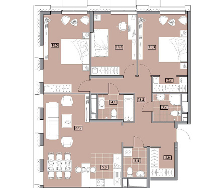 4-х комнатная квартира площадью 111,4 кв.м.