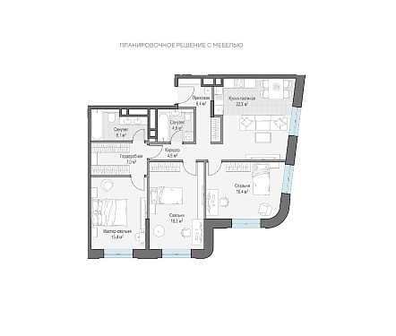квартира новостройка площадью 102,4 кв.м.
