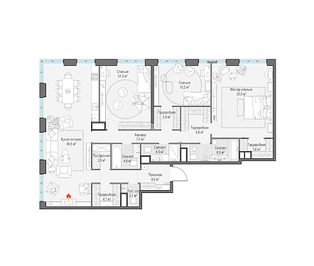 пентхаус площадью 166,8 кв.м.