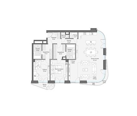  квартира новостройка площадью 142,1 кв.м.