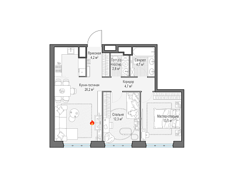 пентхаус площадью 68,4 кв.м.